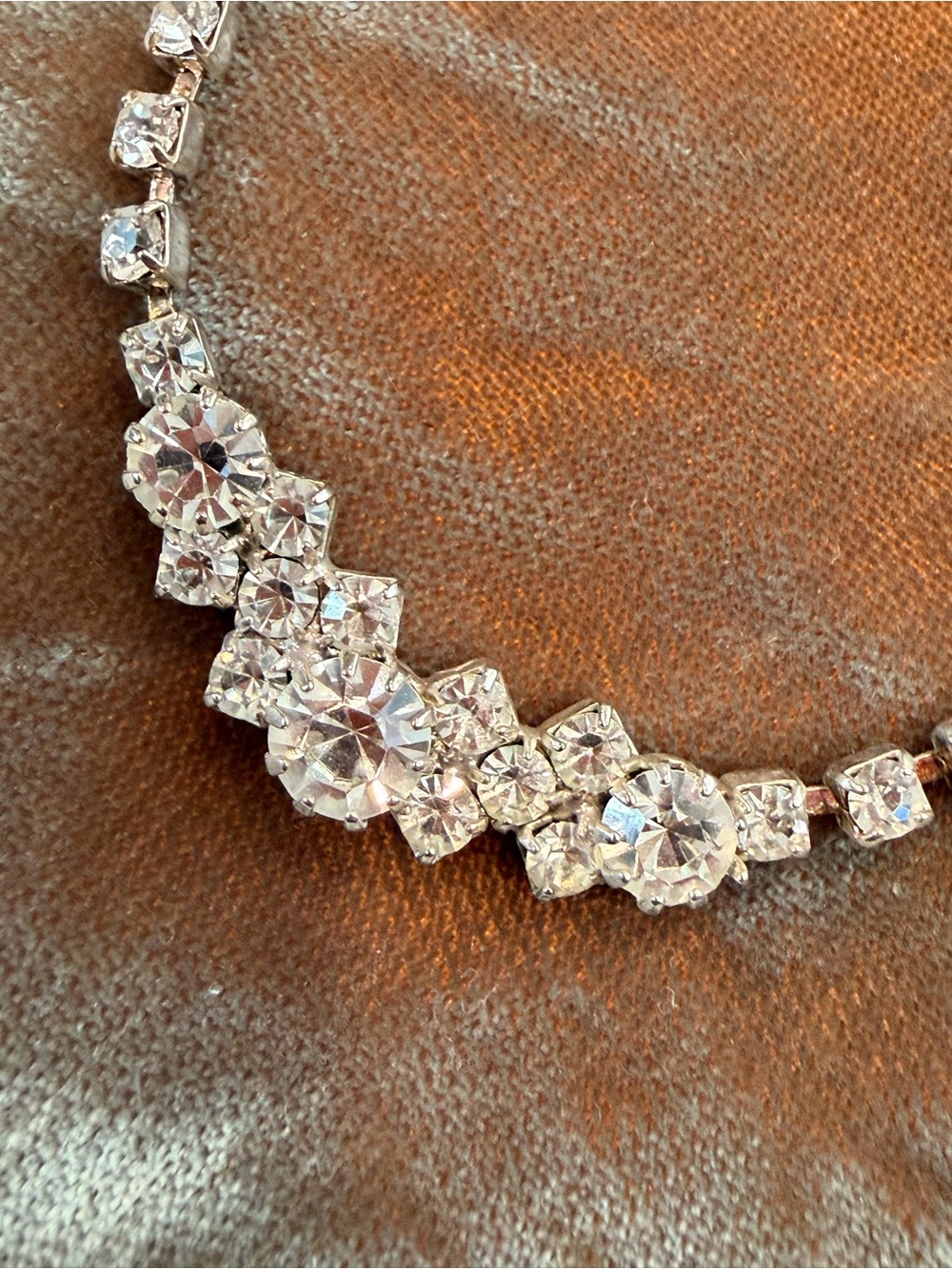 Vintage 1950s Clear Rhinestone Bridal Necklace